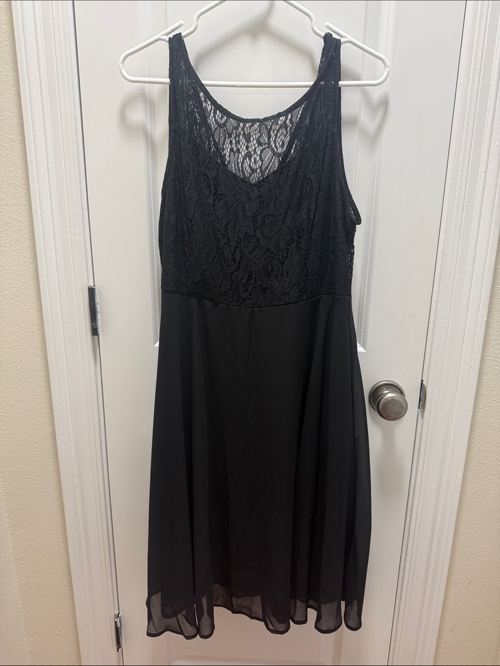 Black Lace Bodice A-Line Dress - Women
